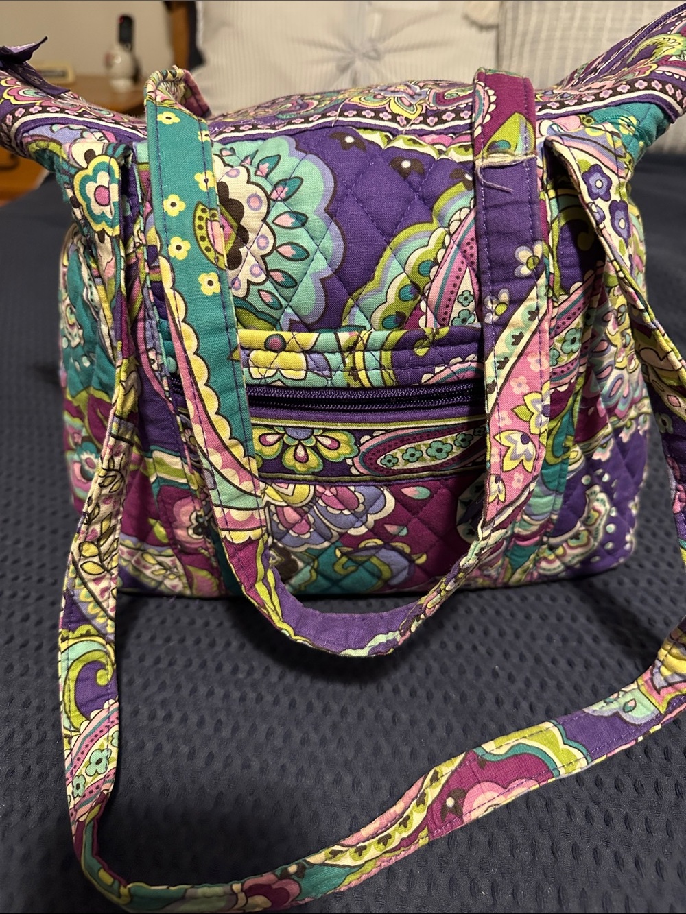 Vera Bradley Quilted Shoulder Bag in Purple, Teal and Pink Paisley